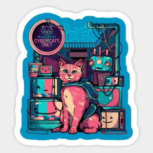 Cybercats Only - Funny Cat Geek Gift Sticker